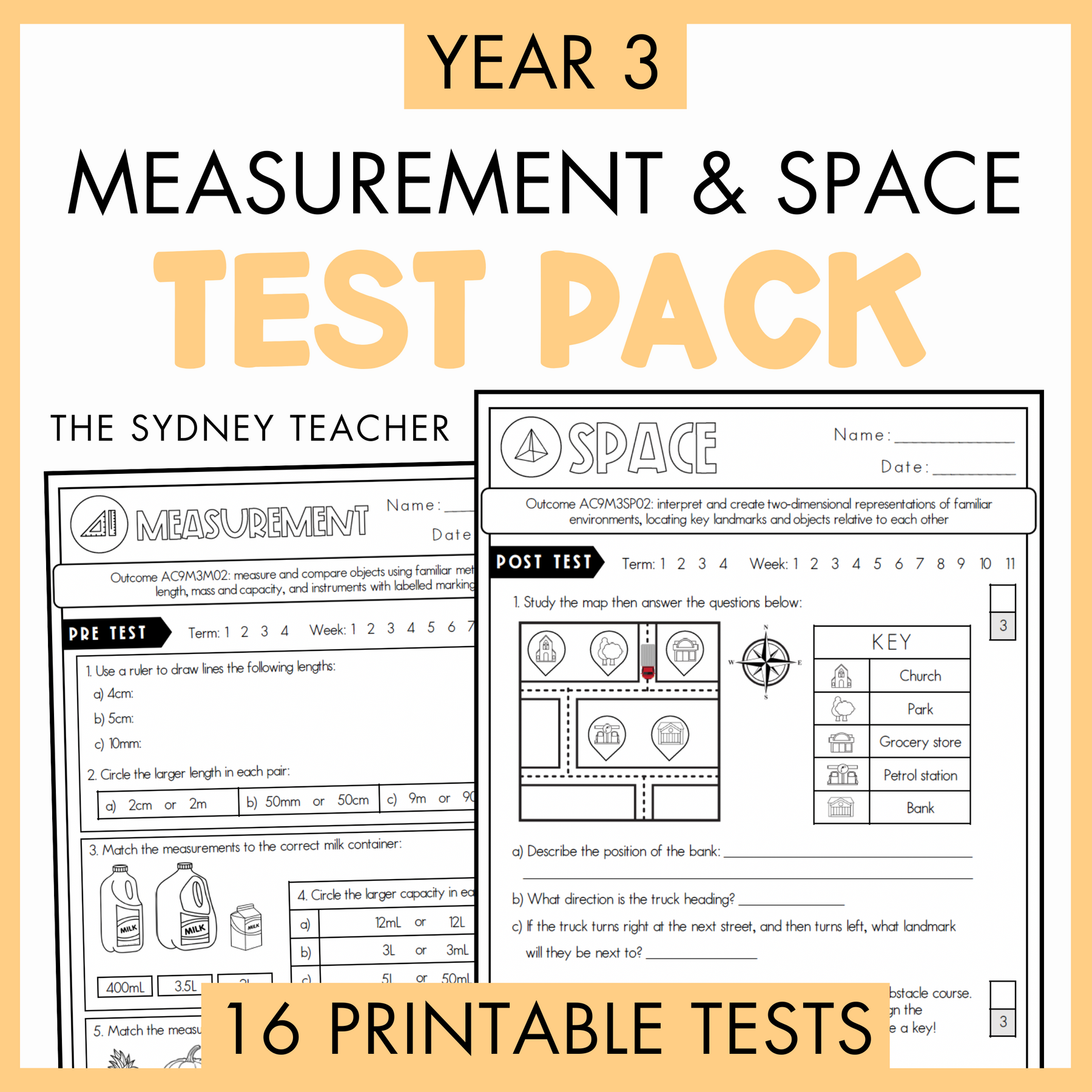 Year 3 Measurement & Space Printable Test Pack