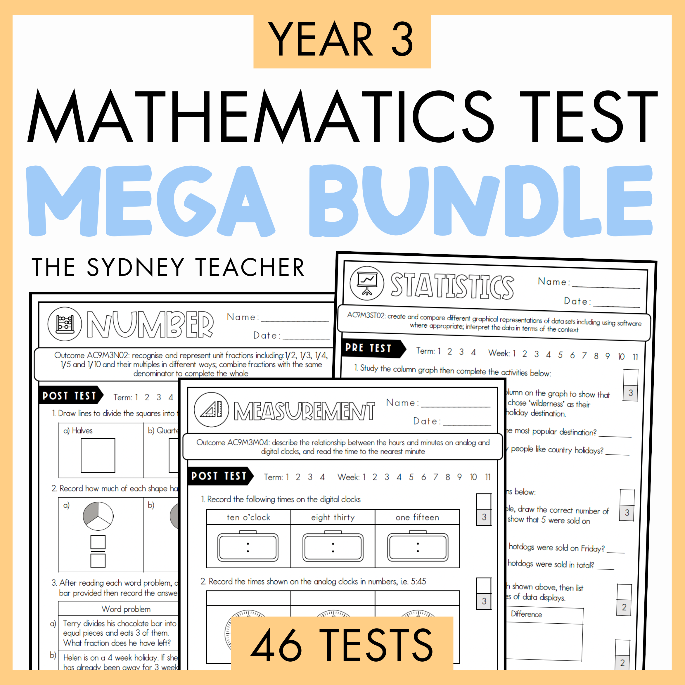 Year 3 Maths Test MEGA Bundle ⭐️ The Sydney Teacher