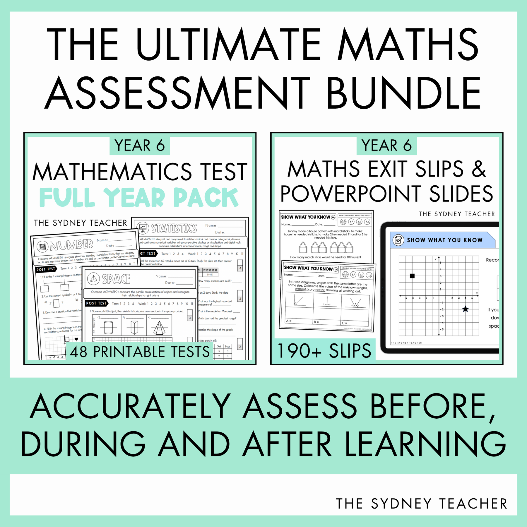 A PowerPoint slide on division worksheets displayed on a laptop screen, with text reading "Includes matching PowerPoint slides that are 100% editable, use during whole class discussions to explicitly teach each skill."