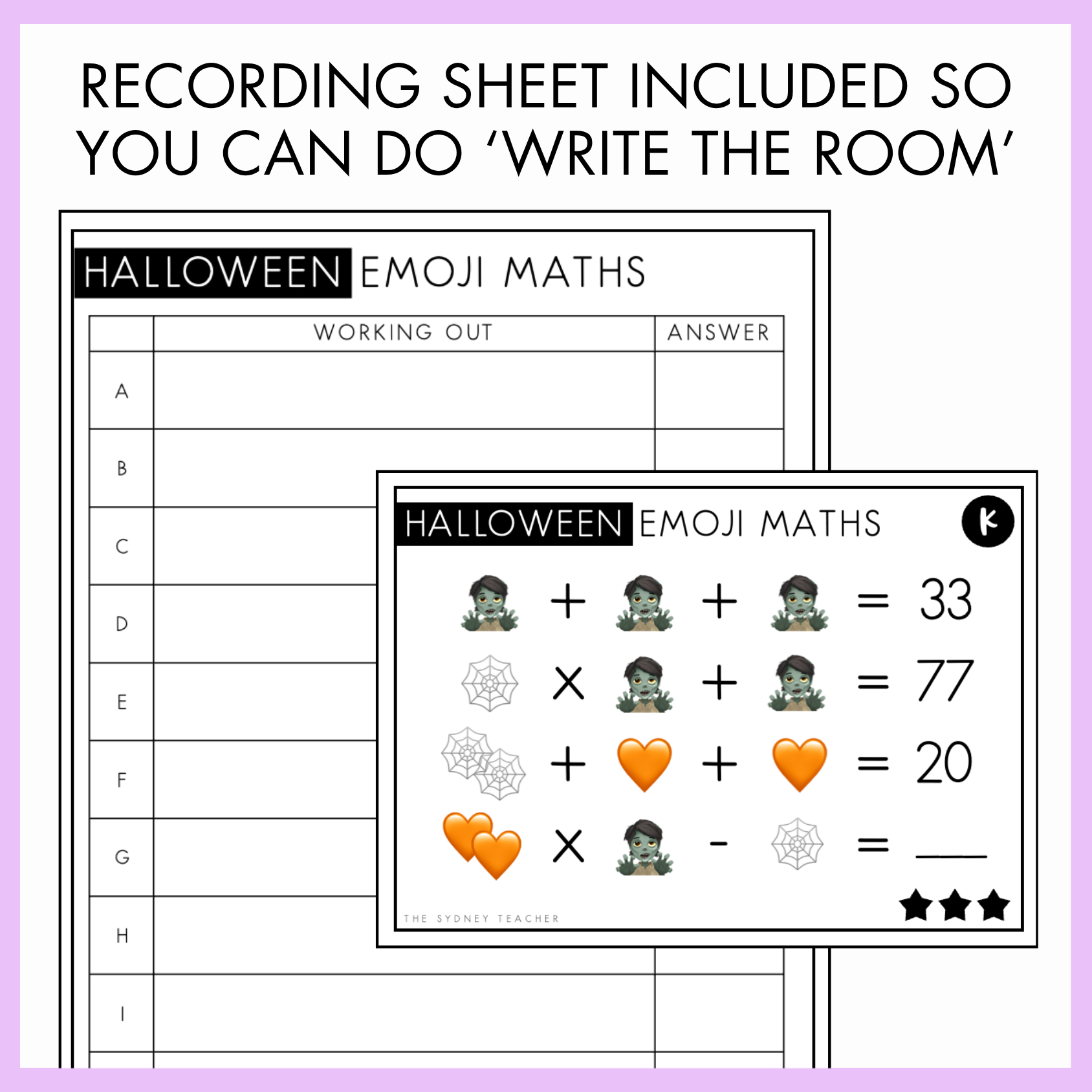 Halloween Emoji Algebra Task Cards | Years 3-6