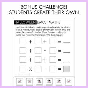 Halloween Emoji Algebra Task Cards | Years 3-6