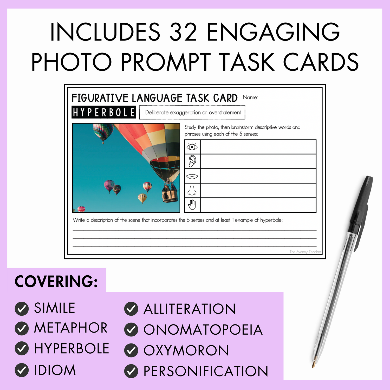 Figurative Language Task Cards ⭐️ The Sydney Teacher