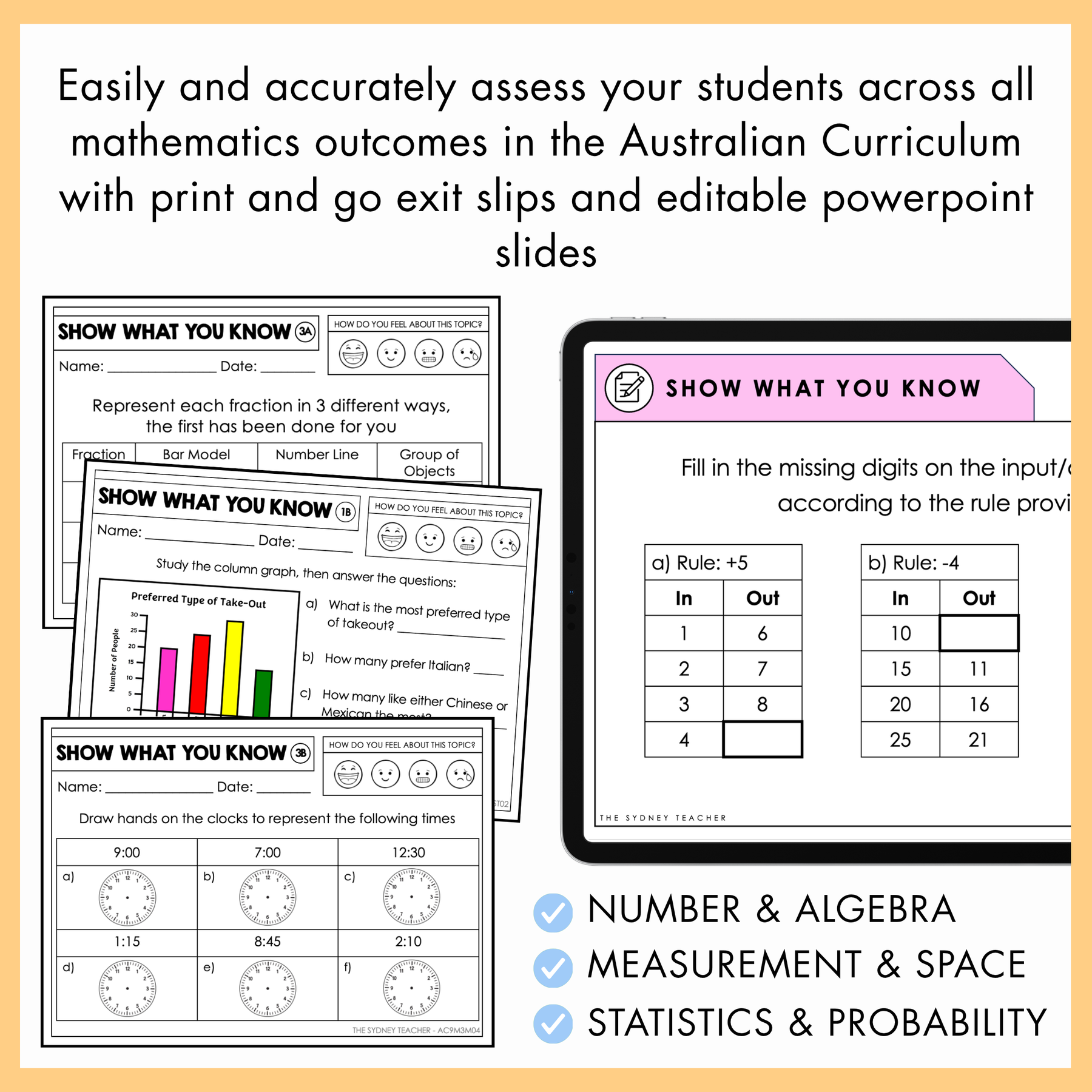 Year 3 Maths Exit Slips & Powerpoint Slides - Australian Curriculum V9.0 (Copy)