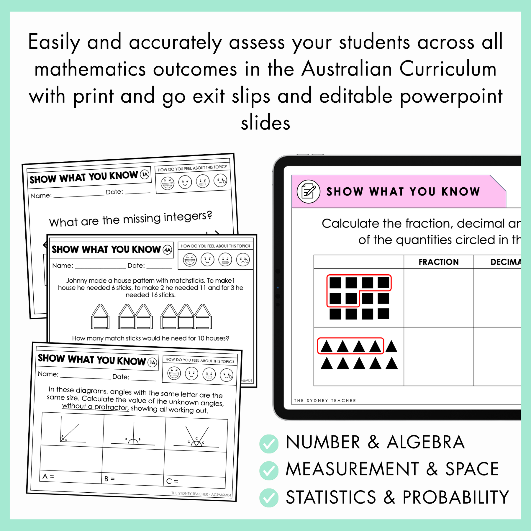 Year 6 Maths Exit Slips & Powerpoint Slides - Australian Curriculum V9.0