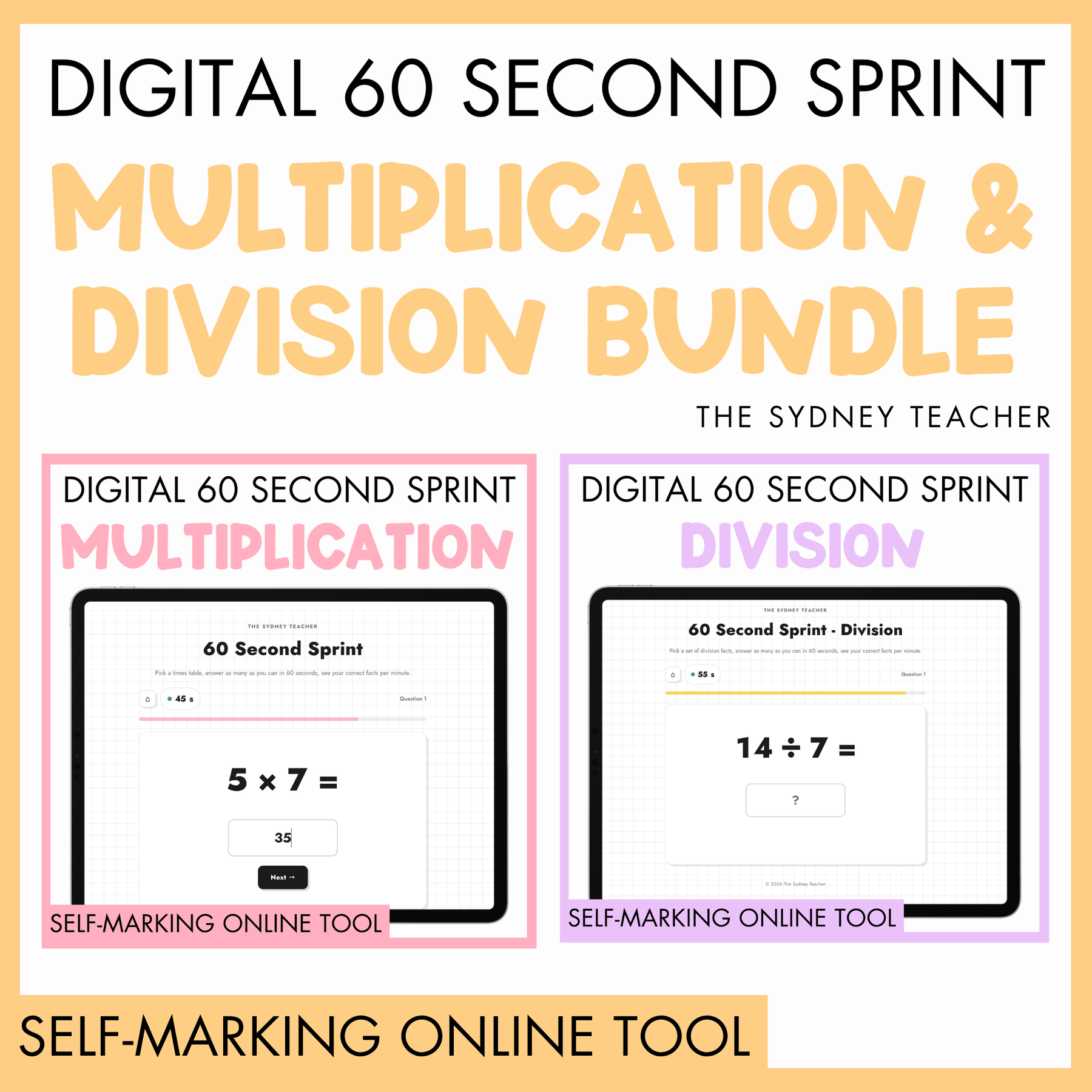 Digital 60 Second Sprint - Multiplication & Division Bundle