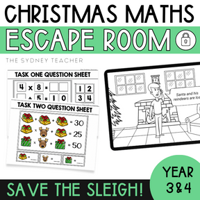 Christmas Math Escape Room - Year 3 & 4
