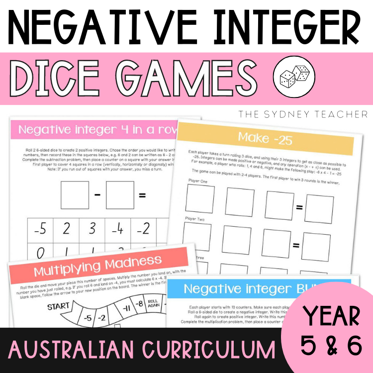 Negative Integer Dice Games - The Sydney Teacher