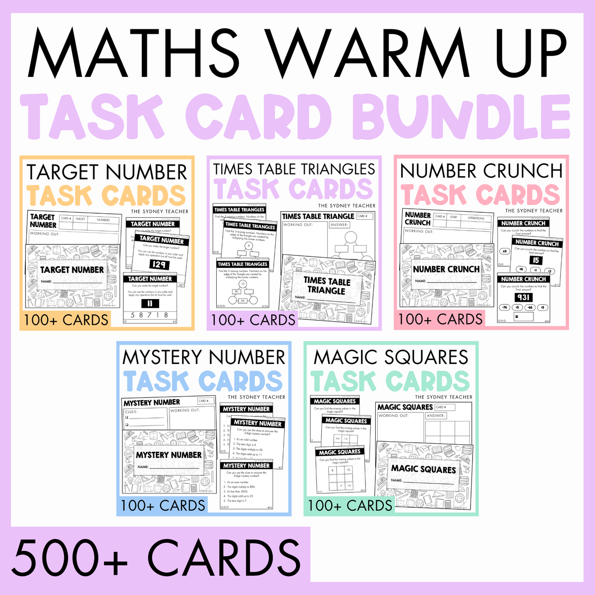 Maths Warm Up Task Card Bundle