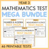 Year 3 Maths Printable Test Pack FULL YEAR - Australian Curriculum V9.0