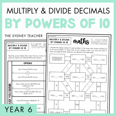 Year 6 Number & Algebra: Multiply and Divide Decimals by Powers of 10 (AC9M6N06)