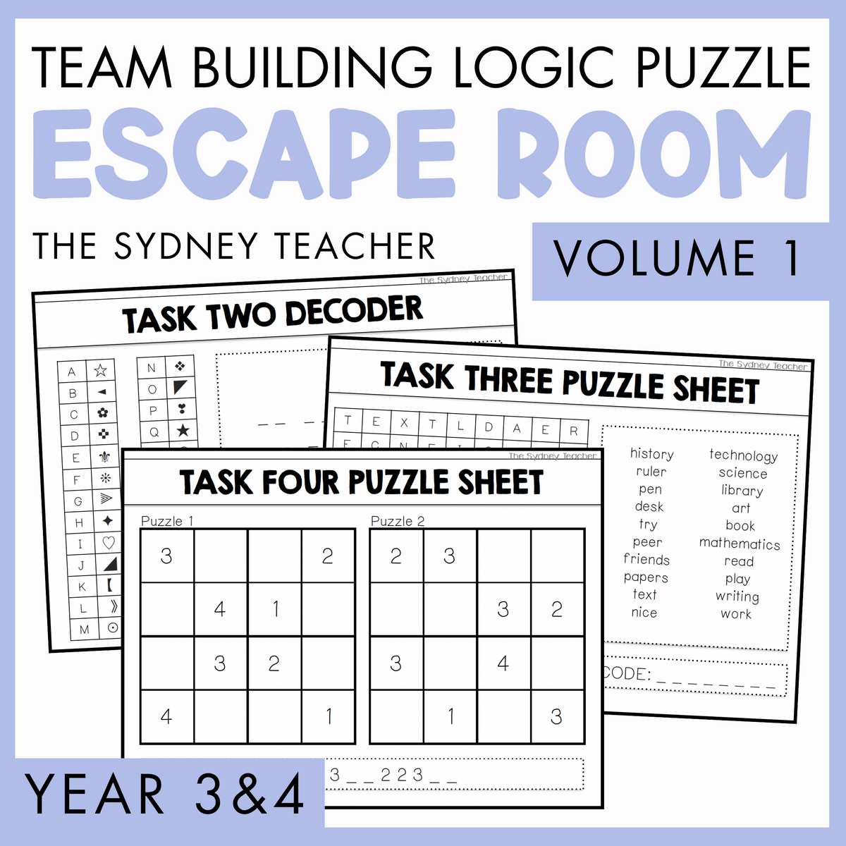 Logic Puzzle / Team Building Escape Room | Year 3 & 4 [Volume 1]