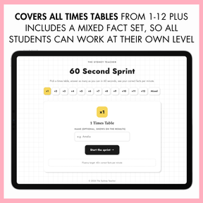 Digital 60 Second Sprint - Multiplication
