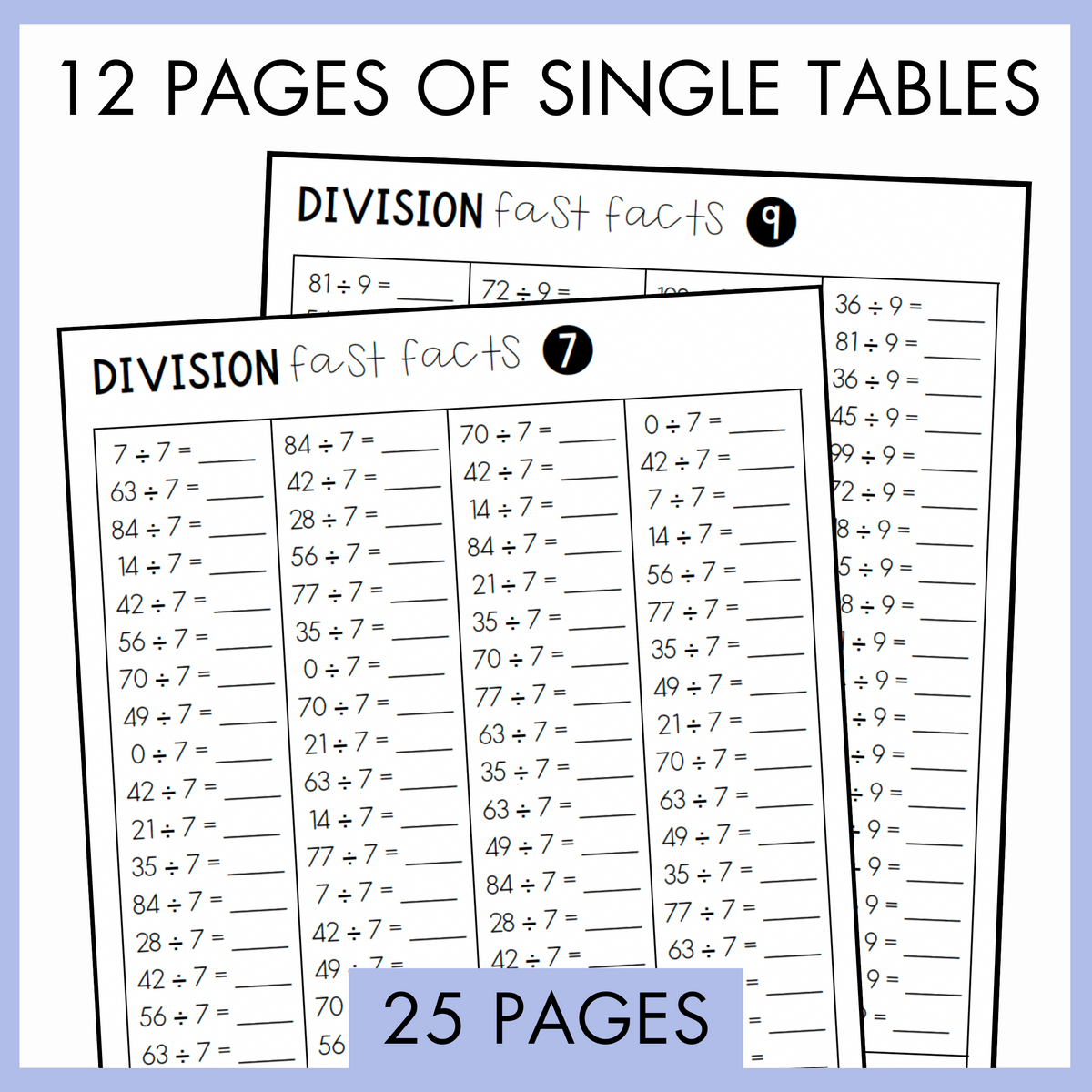 Division Fact Fluency Pack