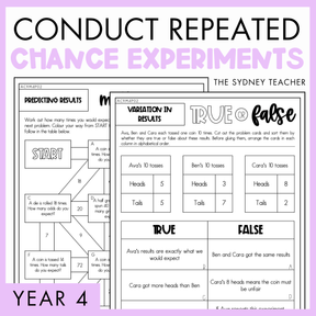 Year 4 Statistics & Probability: Repeated Chance Experiments (AC9M4P02)