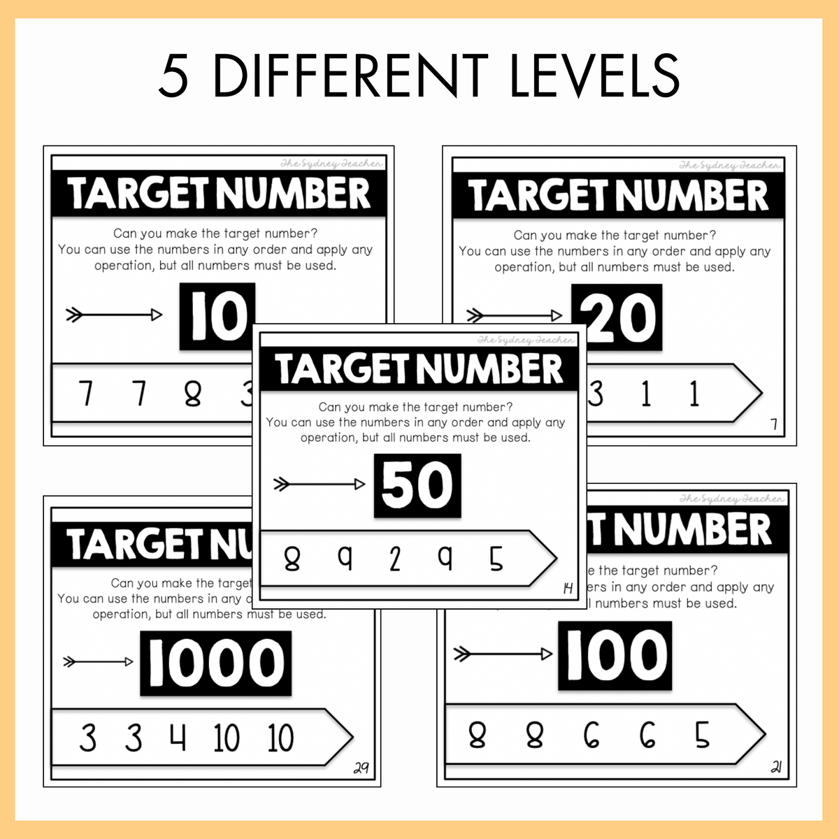 Target Number Task Cards