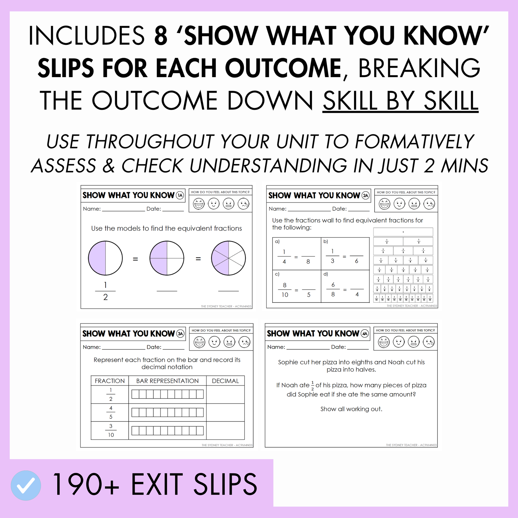 Year 4 Maths Assessment MEGA Bundle cover by The Sydney Teacher, showing sample worksheet pages.