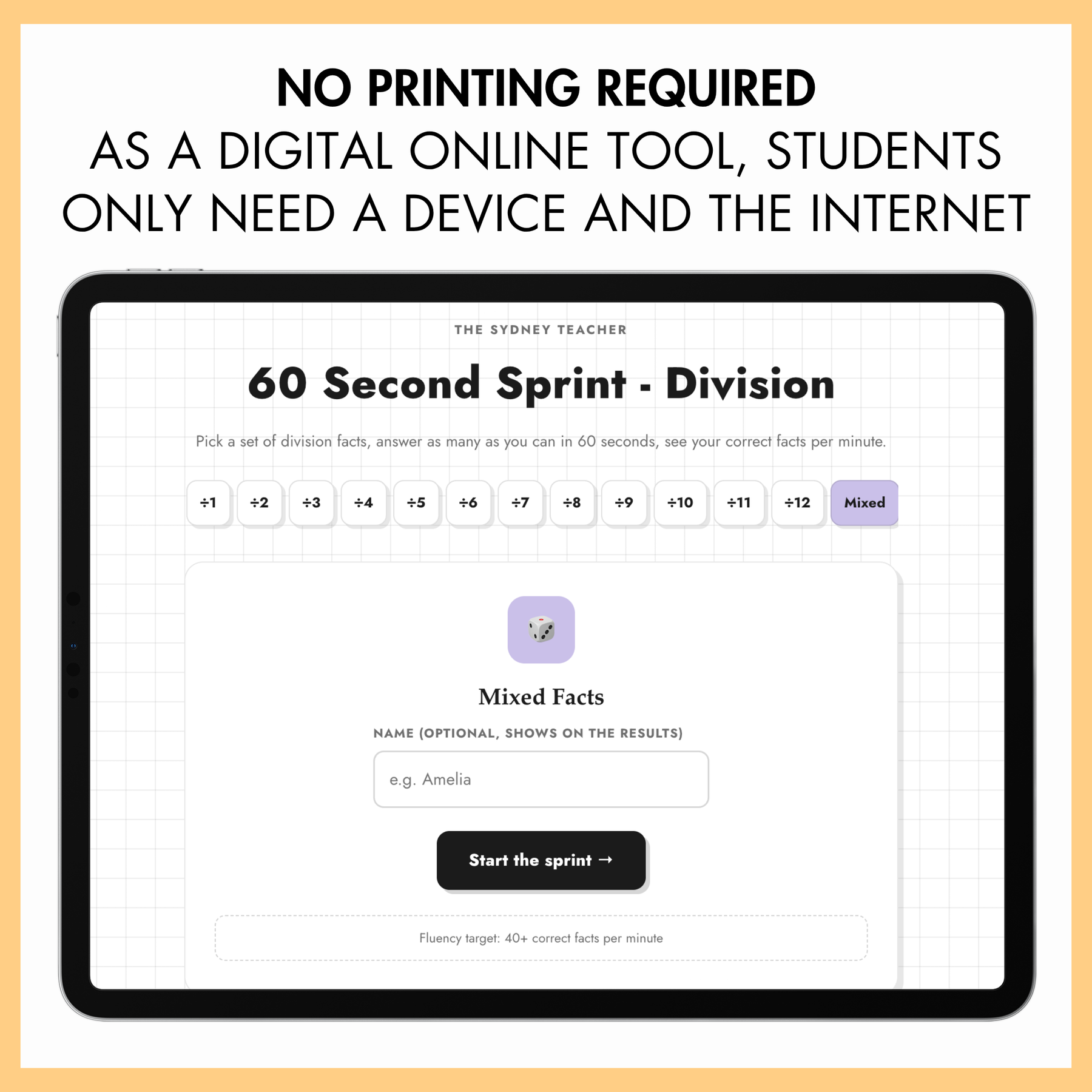 Digital 60 Second Sprint - Multiplication & Division Bundle