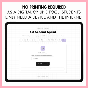 Digital 60 Second Sprint - Multiplication