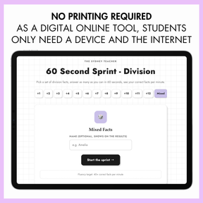 Digital 60 Second Sprint - Division