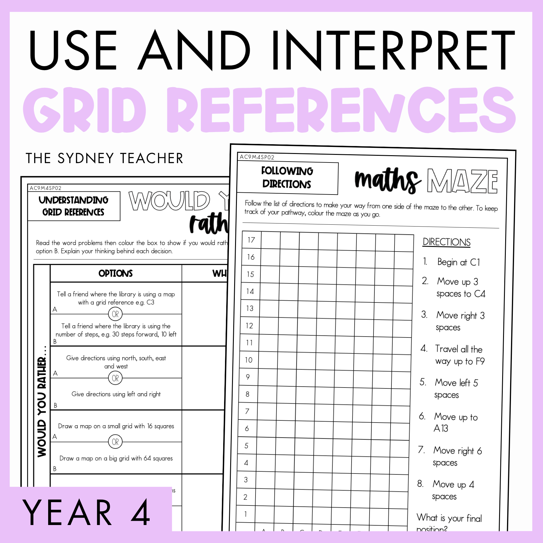 Year 4 Measurement & Space: Grid References (AC9M4SP02)