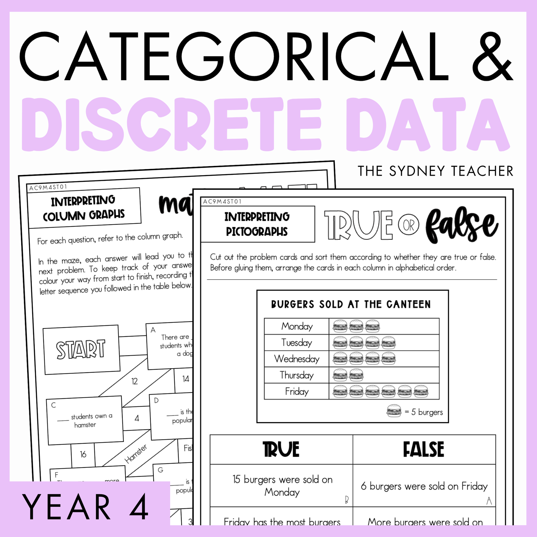 Year 4 Statistics & Probability: Categorical & Discrete Data Sets (AC9M4ST01)