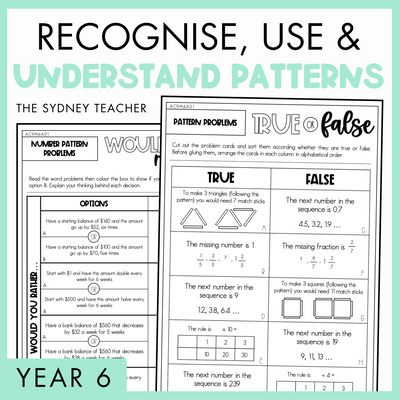 Year 6 Number & Algebra: Recognise, Use & Understand Number Patterns & Rules (AC9M6A01)