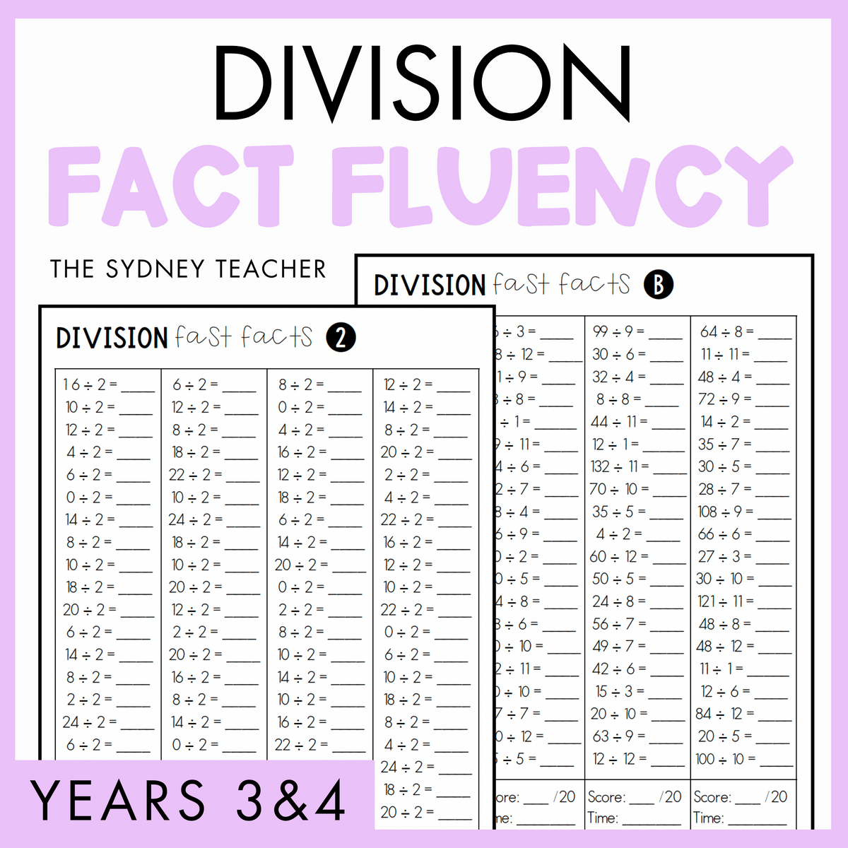 Division Fact Fluency Pack