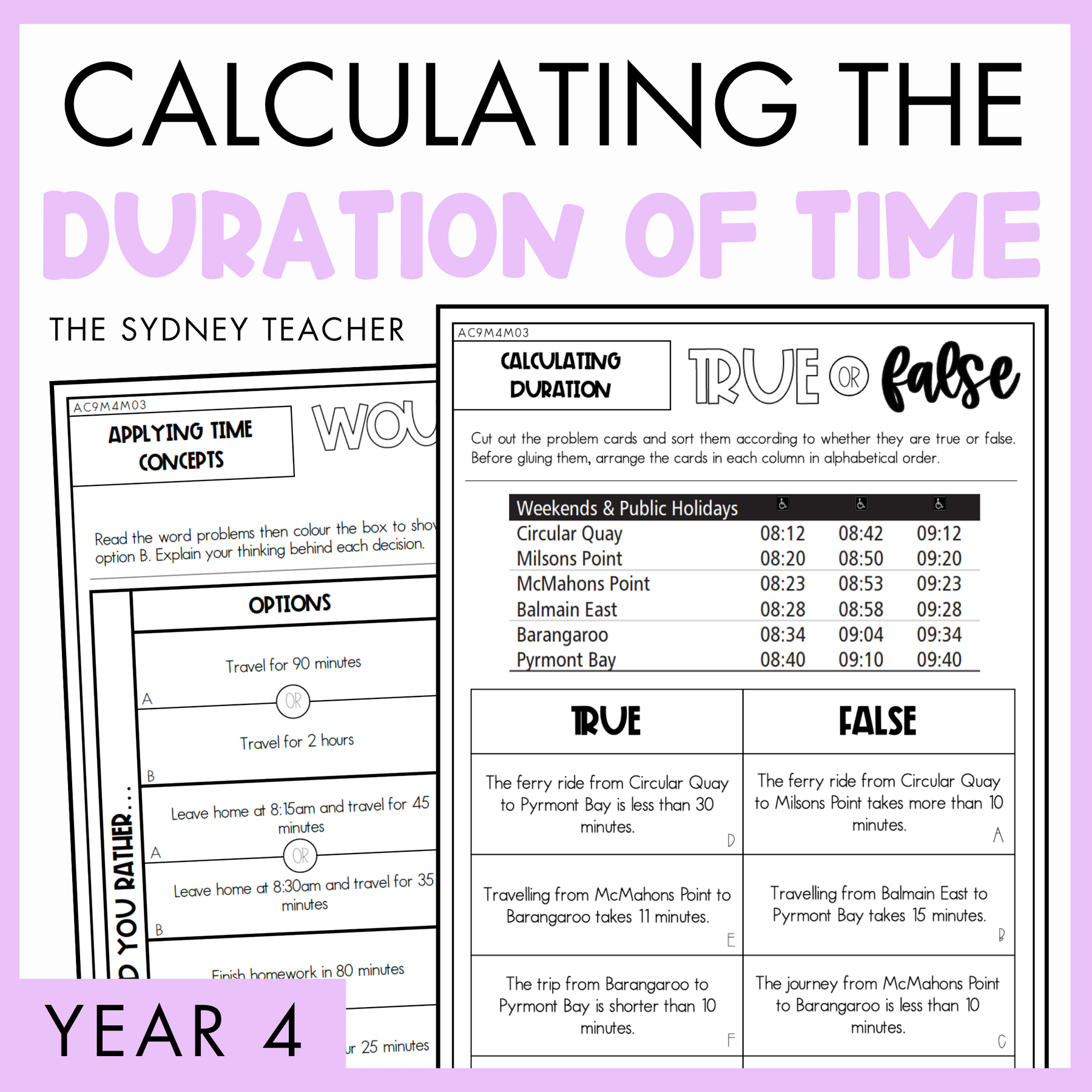 Year 4 Measurement & Space:  Calculating the Duration of Time (AC9M4M03)