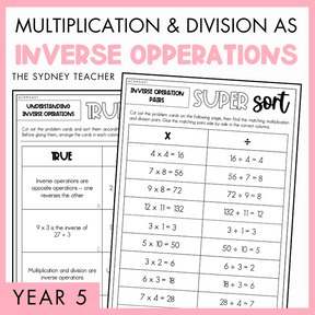 Year 5 Number & Algebra Pack: Multiplication & Division as Inverse Operations (AC9M5A01)