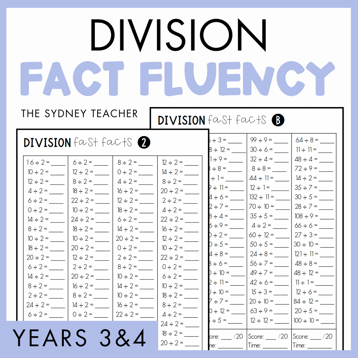 Division Fact Fluency Pack