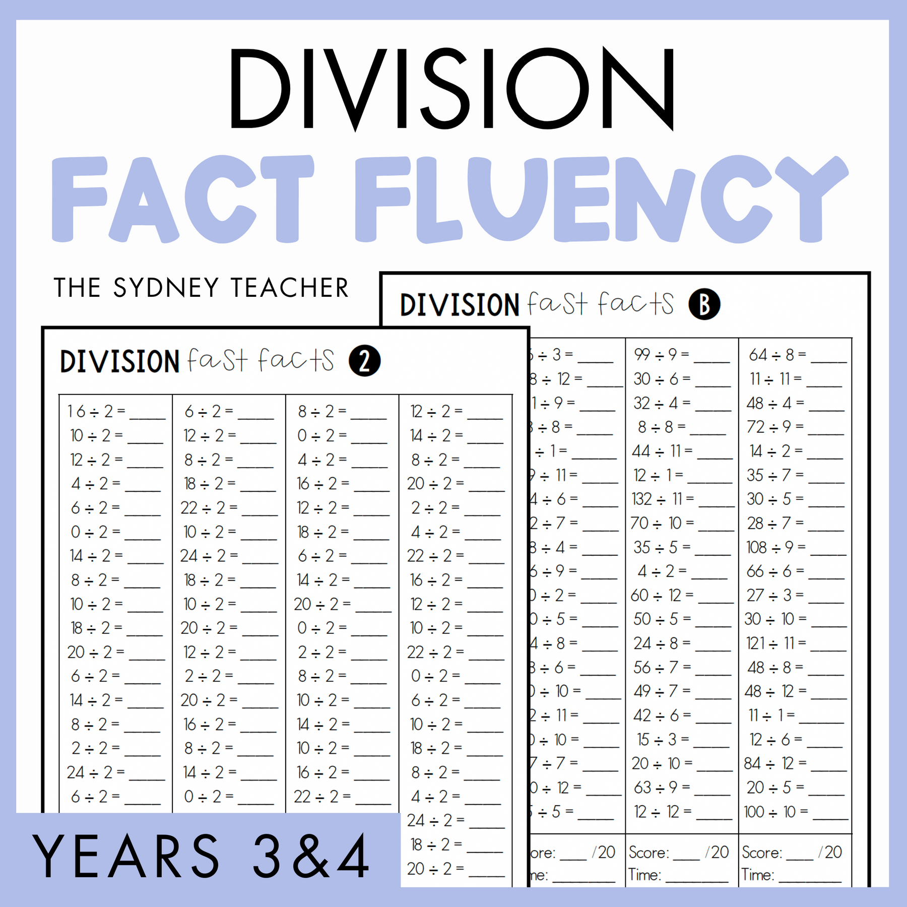 Division Fact Fluency Pack