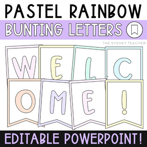 Pastel Rainbow Bunting Letters - The Sydney Teacher