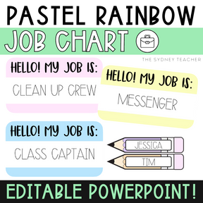 Pastel Rainbow Job Chart - The Sydney Teacher