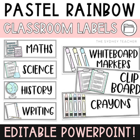 Pastel Rainbow Tote Tray / Classroom Labels - The Sydney Teacher