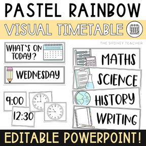 Pastel Rainbow Visual Timetable - The Sydney Teacher