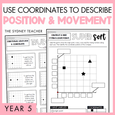 Year 5 Measurement & Space: Use Coordinates to Describe Position & Movement (AC9M5SP02)