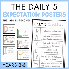 The Daily 5 Expectation Posters by The Sydney Teacher for Years 3-6 on a white background.