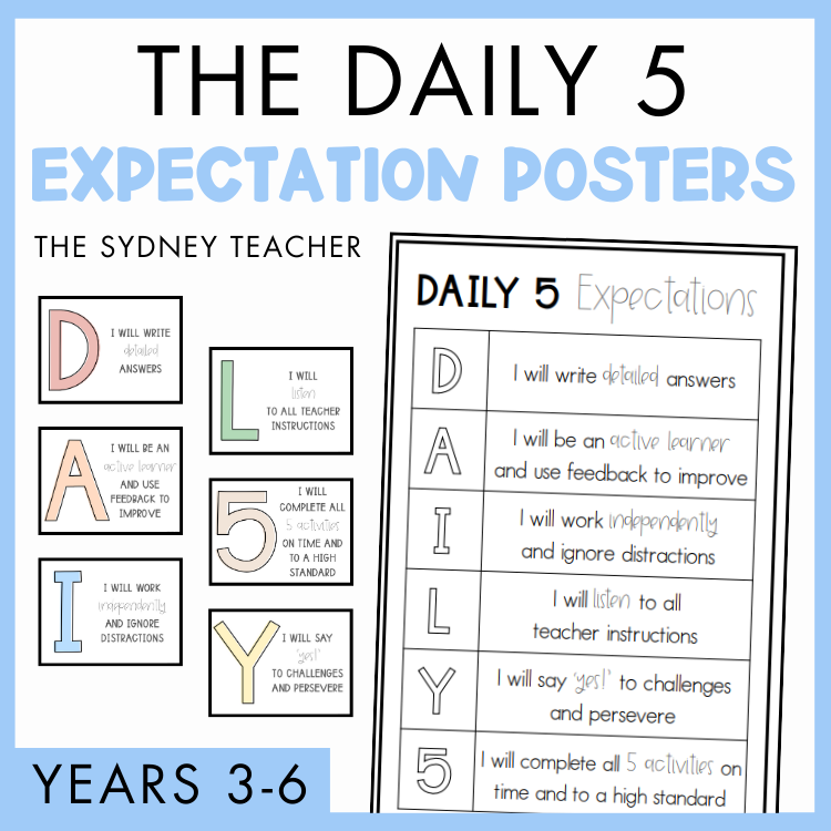 The Daily 5 Expectation Posters by The Sydney Teacher for Years 3-6 on a white background.