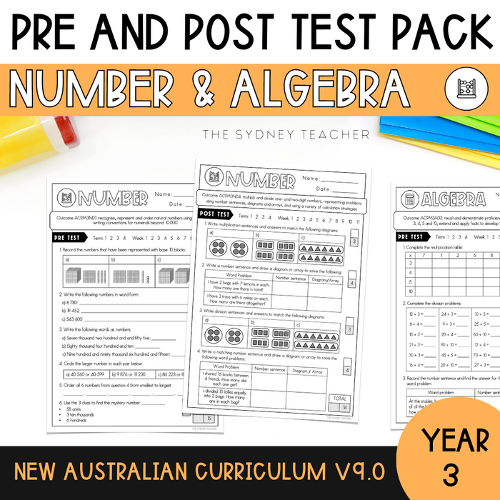 Y3 Math Test Questions Year 3 Test MEGA Bundle ⭐️ The Sydney Teacher