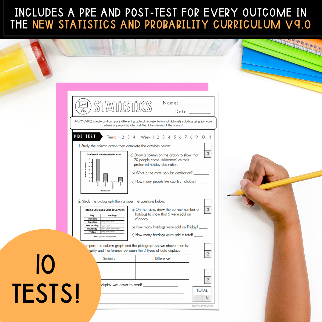 Year 3 Statistics & Probability Test Pack - The Sydney Teacher