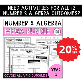 Year 5 Number & Algebra Activity Pack MEGA Bundle - The Sydney Teacher