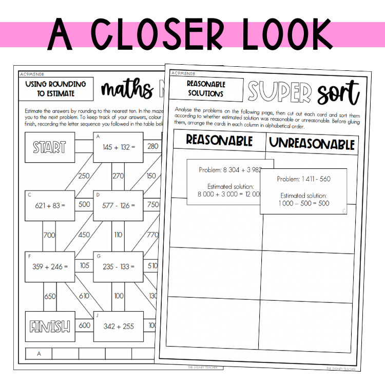 Year 5 Number & Algebra Pack: Check and Explain the Reasonableness of Solutions (AC9M5N08) - The Sydney Teacher