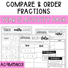 Year 5 Number & Algebra Pack: Compare and Order Fractions (AC9M5N03) - The Sydney Teacher