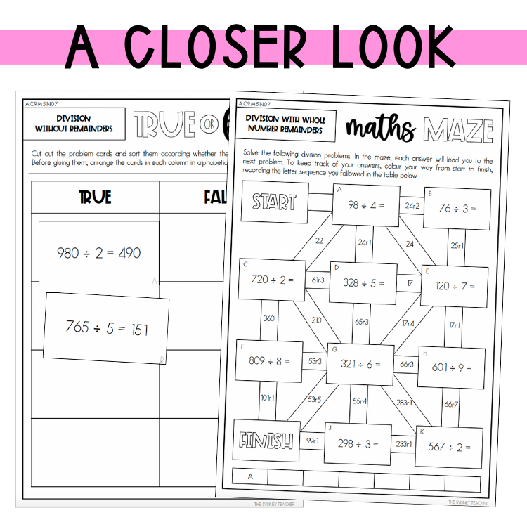 Year 5 Number & Algebra Pack: Division Problem Solving (AC9M5N07) - The Sydney Teacher