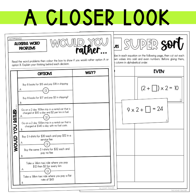 Year 6 Number & Algebra: Find Unknown Quantities in Equations (AC9M6A02) - The Sydney Teacher