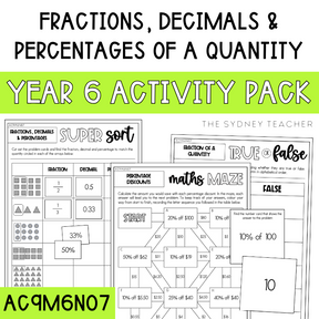 Year 6 Number & Algebra: Fractions, Decimals and Percentages of a Quantity (AC9M6N07) - The Sydney Teacher