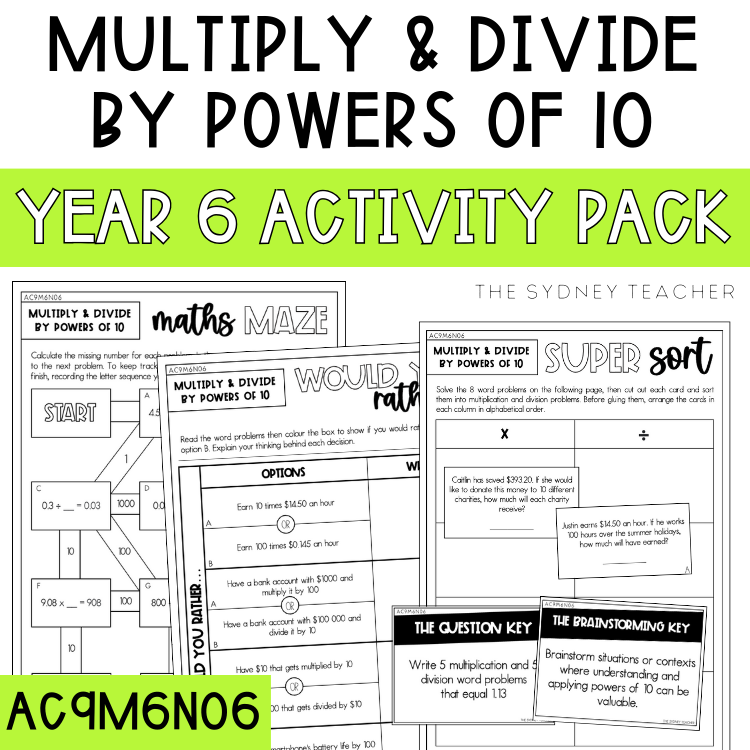 Year 6 Number & Algebra: Multiply and Divide by Powers of 10 (AC9M6N06) - The Sydney Teacher