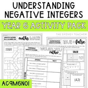 Year 6 Number & Algebra Pack: Understanding Negative Integers (AC9M6N01) - The Sydney Teacher