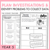 Plan Investigations and Identify Problems to Collect Data for Year 5 students by The Sydney Teacher featuring two overlapping maths match and true or false worksheets. 
