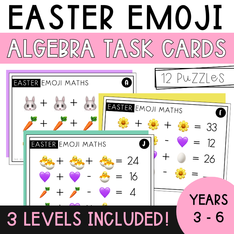 Easter Emoji Algebra Task Cards | Years 3-6